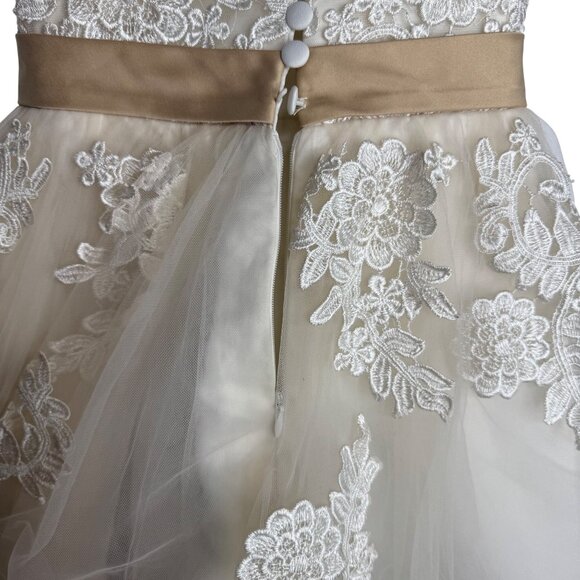 Miama Girls Baptism Dress Tulle Ivory Floral Embroidery With Satin Belt Size 3‎ - Picture 11 of 11